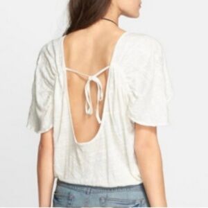 Free people Flowy Ivory Prince de Leon linen peasant blouse, size L